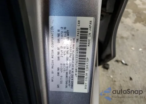 2016 Mazda 3 Sport z USA, uszkodzony, nr VIN JM1BM1U7XG1331490